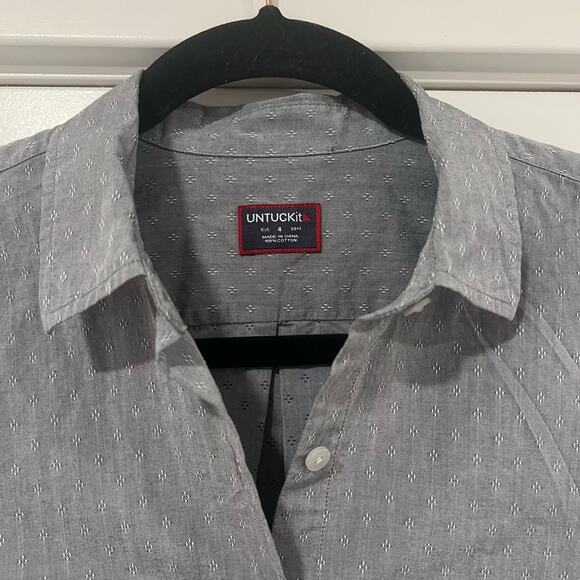 UnTUCKit Men's Grey Long Sleeve Button‎ Down with Small Detail Cotton Size 4 - Picture 3 of 10